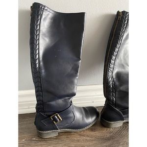 Dark Blue Knee High Riding Boots
